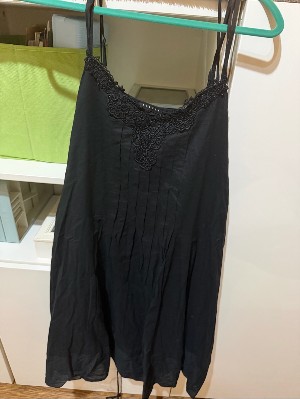 Sisley Black Mini Dress with Lace Trim